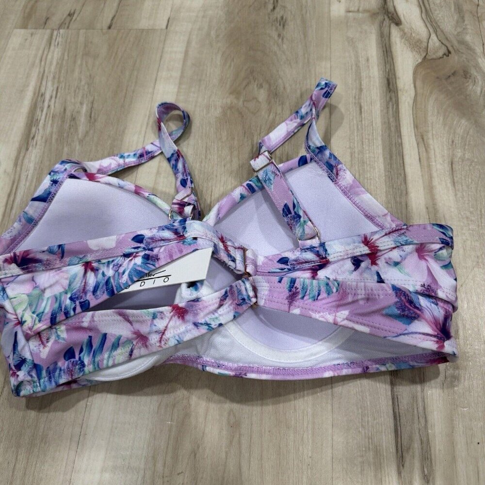 womens nicole miller Swim Top Bra Size Large L Cabana Hibiscus $98 Msrp - Picture 5 of 6